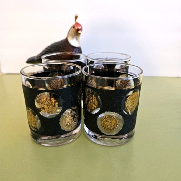 Vintage 22K Gold & Black Libbey Glass Set - Picture 4 of 4